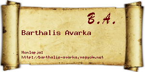 Barthalis Avarka névjegykártya